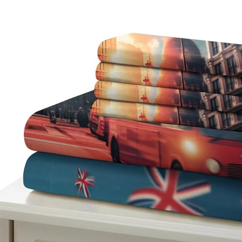Housse de couette Londres impression 3D antibactérienne parure 2 pièces - 6