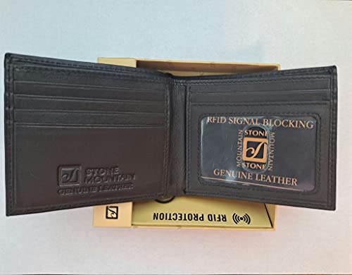 Bi-Fold Full Grain Leather Dark Brown Wallet with Rfid Protection2