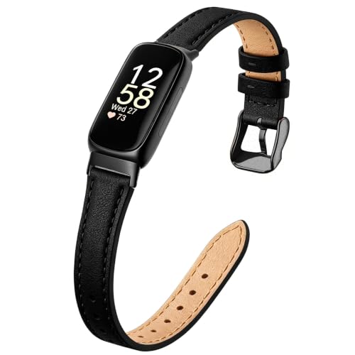 WFOFWR Slim Leather Band For Fitbit Inspire 3,Black by WFOFWR - Used condition - US$16.16
