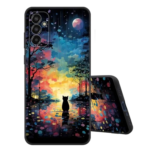 Sinyunron Funda Compatible con Samsung Galaxy M13 4G Carcasa de Protección de Silicona,Delgado Suave Anti-Choques y Anti-arañazos TPU Protectora Caso con Moda Estética Patrón Dibujos-Gatito-B