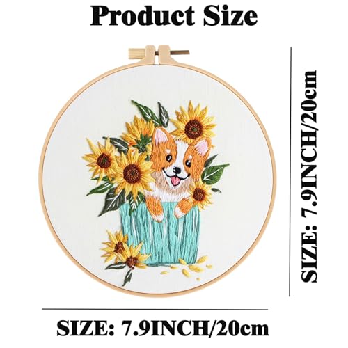 Image of GLTAYLMY Dogs Embroidery Kit for Beginners with Pattern and Instructions,3 Pack Cross Stitch Kits,1 Plastic Embroidery Hoops,Threads and Needles,Needlepoint Kit for Adults