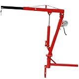 XtremepowerUS 500Lb Pickup Truck Hydraulic PWC Dock Jib Engine Hoist Crane Hitch Mount Lift 2' Hitch Mount, Red