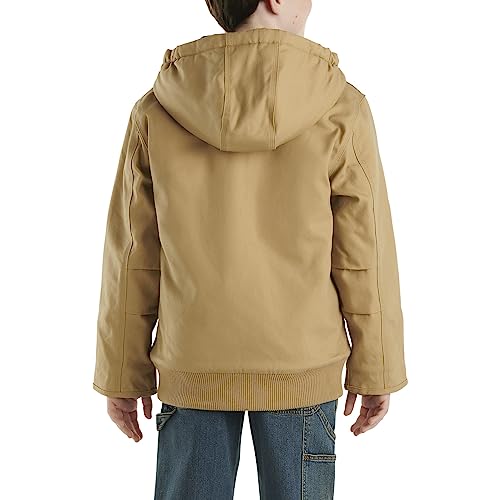 Image of Carhartt Boys' Flannel-Lined Hooded Canvas Insulated Zip-Up Jacket
