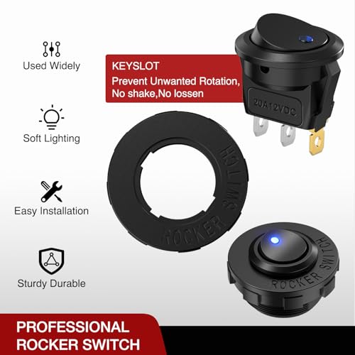 Image of Nilight 1PC LED Rocker Switch 12V 20A Blue Lighted ON Off Round Toggle