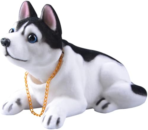 Decoración de perro husky con cabeza de bobble, adorno creativo para tablero de instrumentos de automóvil, decoración creativa de escritorio o