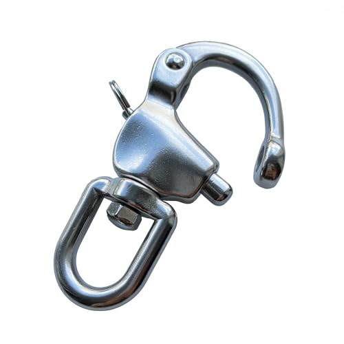 QualiTime Swivel Eye Snap Shackle - 316 Stainless Steel Quick Release Snap Shackle for Sailing, Rigging, SCBA Mask Clip, Spinnaker, Halyard, 124mm(4.88