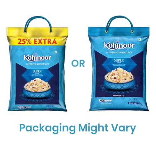 Image of Kohinoor Super Value Basmati Rice, 6.25 Kg (25% Extra)| | Authentic Long-Grain Basmati Rice (Up to 20 mm) | Aromatic, Flavorful I Ideal for Pulao & Plain Rice