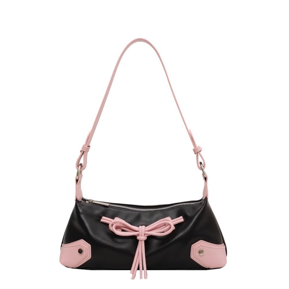 Bow Tie PU Leather Shoulder Purse Women Teen Girls Coquette Aesthetic Shoulder Bag Balletcore Handbags Cluch Bags
