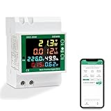 DEWIN Misuratore Energia Elettrica Wifi,6 in 1 AC 40-300V 100A Contatore Energia Elettrica Misuratore Di Energia Elettrica su Guida DIN con Display LCD(Con Manuale in Italiano)