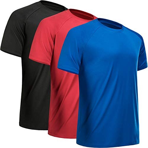 Image of Workout Shirts for Men Short Sleeve Quick Dry Gym T Shirt | Moisture Wicking, Lightweight, Breathable, Athletic, Active, Running, Casual, Multipack