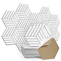 SHJADE 12 Pack Acoustic Panel Self-Adhesive, 14" X 12" X 0.4"High Density Sound Proof Padding, Hexagon Sound Proof Insulation Beveled Edge Wall Tiles(White)