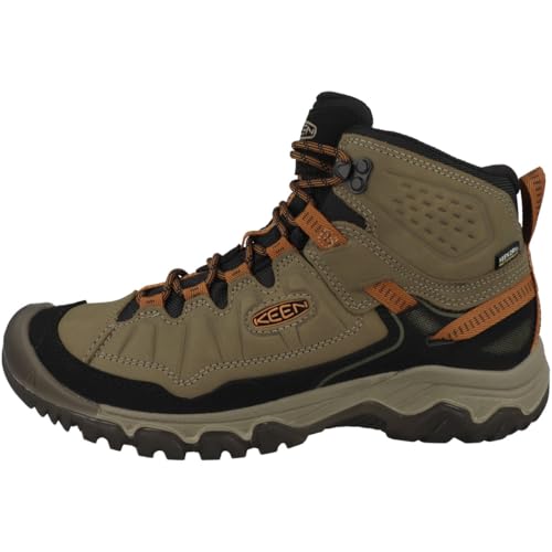 KEEN Men's Targhee 4 Mid Height Durable Comfortable Waterproof Hiking Boots, Sea Turtle/Roasted Pecan, 10.5