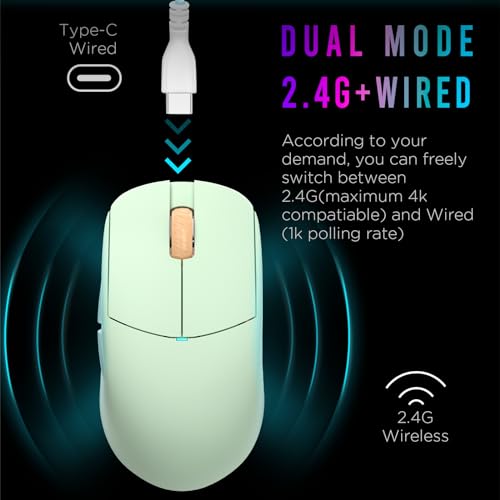 Image of Lamzu Atlantis Mini Pro Wireless Gaming Mouse, Ultra Lightweight 51g, Mechanical Switch,26000 DPI,Symmetrical,MCU Nordic 52840,Silver TTC Encoder,PAW3395 Sensor, 4K Compatible (Matcha Green)