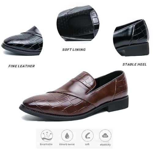 Mens Plaid Printed Low Heel Loafer Fashion Comfort Pointed Toe Slip On Business Dress Shoe Classic Casual Work Party Shoe3