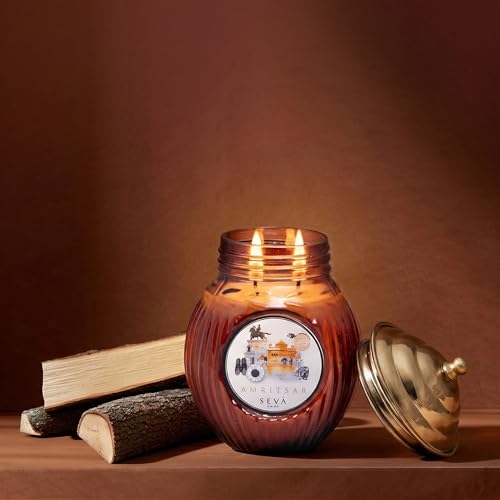 Image of SEVA HOME Ode to India Amritsar Spice Blend Scented Candle | Earthy Aroma | Long Lasting 45H Burn | Natural Soy Wax | Luxury Home Decor & Gifting