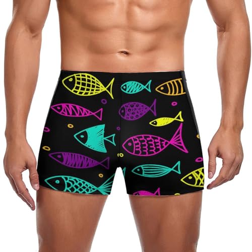 Boxer de bain homme imprimé poissons colorés coupe ajustée