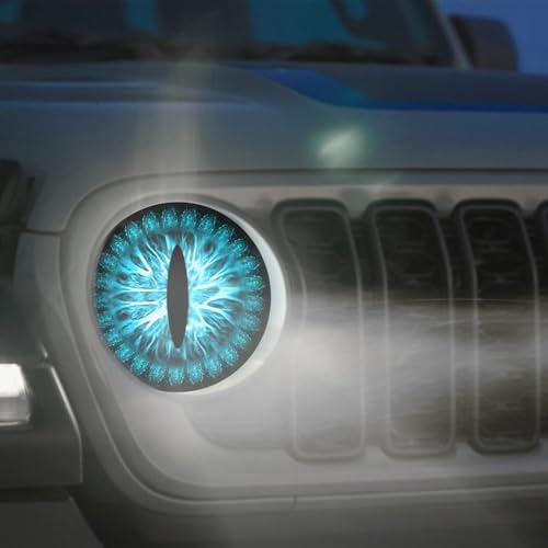 Image of 2PCS 2025 New Beast Eyes 3D Car Headlight Decal, Fun Round Head Light Devil Stickers and Decals for Cars Trucks, Compatible with JK JL TJ YJ CJ, Car Exterior Decoration Accessories (Blue)