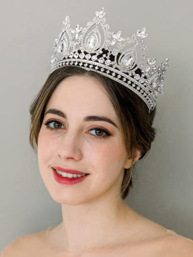 SWEETV Queen Crown for Women,Wedding Tiara for Bride,Princess Tiara,Quinceanera Pageant Crown Diadem