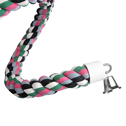 Aigou® Bird Spiral Rope Perch, Cotton Parrot Swing Climbing Standing Toys With Bell (Large - 94.4 Inch) #TOP2