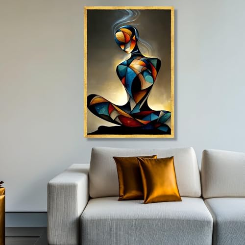 Toile figure méditative contemporaine silhouette géométrique 40x60