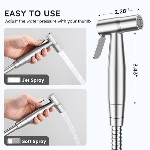 Arofa Handheld Bidet Sprayer, Bidet Attachment for Toilet, Brushed Nickel - 3