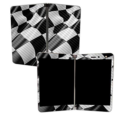 Image of MightySkins Carbon Fiber Skin for Microsoft Surface Duo - Race Flag | Protective, Durable Textured Carbon Fiber Finish | Easy to Apply, Remove, and Change Styles | Made in The USA