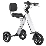 Kcolic Scooter Elettrico per Adulti 3 Ruote, Triciclo Elettrico Leggero con Sedile Batteria Rimovibile, Funzione Retromarcia Interruttore Chiave per Spostamenti Viaggi B