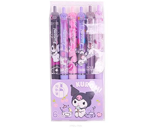 6 unids/set lindo anime chica dibujos animados Gel tinta Rollerball bolígrafos tinta negro 0.5mm escritura lápices escuela estudio oficina suministros (Morado)