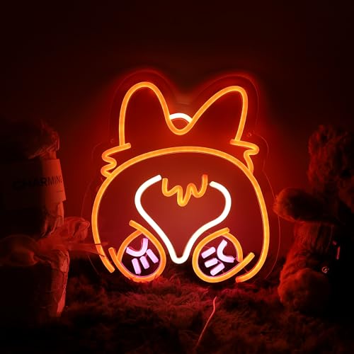 Image of Cute Corgi Neon Sign USB Powered for Wall Decor, Corgi Dog Neon Sign Dimmable LED Neon Light Sign for Bedroom Home Decor Birthday Gift for Corgi Lover