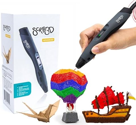 SCRIB3D Advanced 3D Printing Pen with 20 Feet of Filament, Stencil Book, and Project Guide