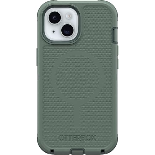 OtterBox Defender MagSafe Case for iPhone 17e 16e iPhone 15 14 13 7X Military-Grade Drop Protection Rugged Grip Texture Strap Anchors Port Covers Screenless Non-Retail Packaging Green