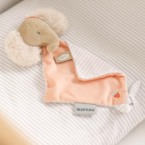 Nattou Mini-Schnuffeltuch aus Polyester, Elefant, Für Neugeborene und Frühchen, Ca. 19 cm, Flo, Oli & Ernest, Oli Pink – Ansicht 2