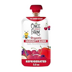 Once Upon a Farm Organic Apple, Cherry & Elderberry Immunity Blend, 3.2 Oz Pouch
