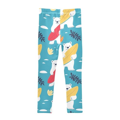 Bear Surfboard Girls Leggings,Workout Leggings for Girls Toddler Athletic Legging Size for 3-10T2