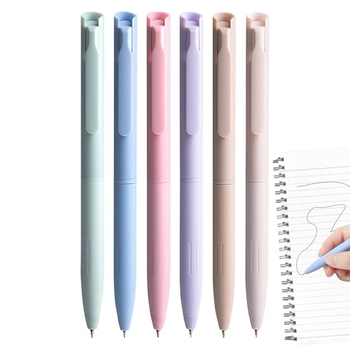 Pavsicgn Bolígrafos De Gel Para Journaling,Plumas de Tinta Gel para Diarios - 6 Unidades Escritura Suave Retráctil Multicolor para Caligrafía Dibujo Escuela