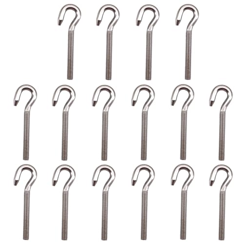 Image of Long Shank Hook Bolts M6 304 Stainless Steel Round Hooks Eyelet Bolts Ring Screw for Yacht Boat Marine Swing Chair Yoga Hammock 16 Pack