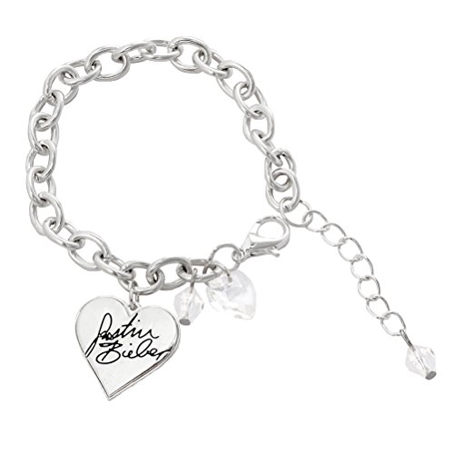 Justin Bieber Signature Heart Charm Bracelet3