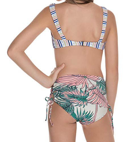 Maaji Girls' Bralette with High Waist Bottom Swimsuit Set, Rose Island Green Palm, 082