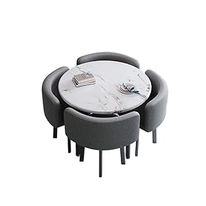 JHKGY Ensemble De Petite Table À Manger en Bois,Ensemble De Salle À Manger 5 Pièces avec 4 Chaises Ensemble De Table À Manger,pour Table De Cuisine Petits Espaces Ou Restaurant,Round Table