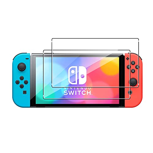 TUTUO [2 Pièces Verre Trempé Compatible avec Nintendo Switch OLED Model, Sans Bulles, 9H Dureté, Anti-Rayures Protection Écran, HD Ultra Transparent, Facile Installation Vitre Protection D'écran Cover