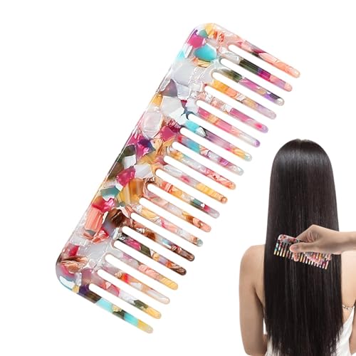 Peine veteado con puntas anchas para cabello grueso. Peine antiestático para desenredar el cabello. Peine de viaje para bolso y peine hecho a mano de caparazón de tortuga con corte de sierra