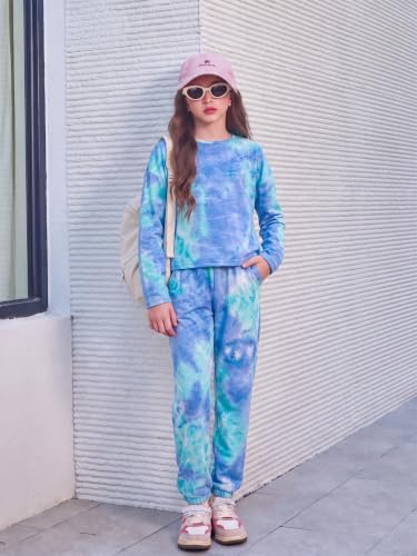 Image of Arshiner Girls 2 Piece Outfits Kids Trendy Tie Dye Sweatsuits Sets