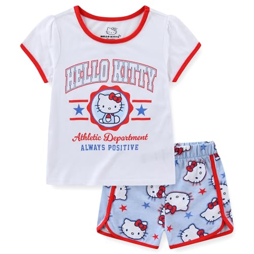 Hello Kitty Sanrio Girls Short Sleeve T-Shirt and Short Set for Big Kids