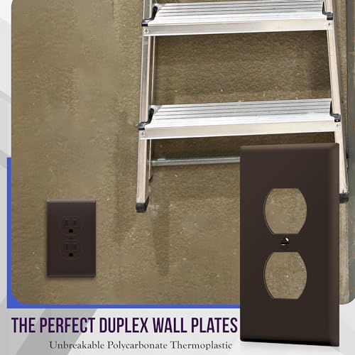 Image of ENERLITES Duplex Receptacle Outlet Wall Plate, Gloss Finish, Midway Size 1-Gang 4.88 inch x 3.11 inch, Unbreakable Polycarbonate Thermoplastic, UL Listed, 8821M-BR-10PCS, Brown (10 Pack)