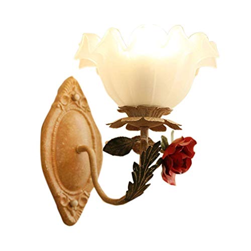 Lámpara de pared de hierro forjado con diseño artesanal de macizo de flores para cama