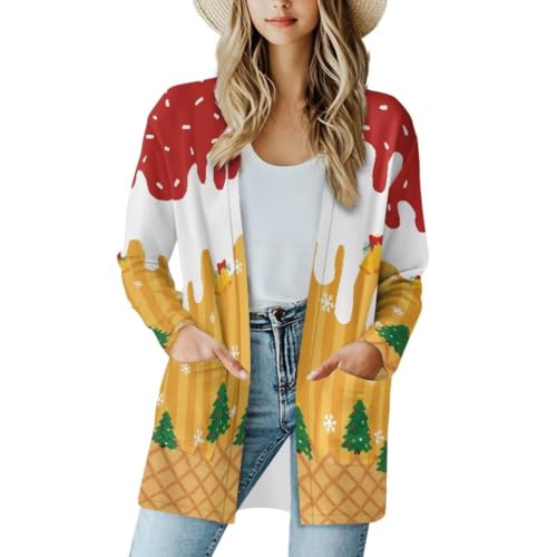 Image of Cardigan Sweaters for Women Long Sleeve Cardigan Soft Drape Open Front Fall Dusters V-Neck Jackets Dressy Loose Coat