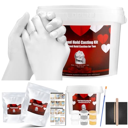 VIPNAJI Guss-Set, Handarbeit, Paar, Fußabdruck, 3D, Erwachsene, Familie, Füße und Hände – Idee für Damen und Herren Alginat – Geschenk für Verliebte mit Gips für Abgüsse – Skulptur für dekorative