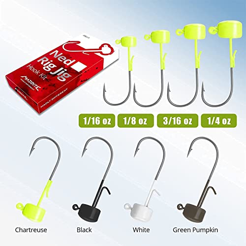 Madbite Ned Rig Jig Hook Kits, Finesse Mushroom Jig Heads For Soft Lures (48 Pcs Standard Mushroom Style Ned Rig Jigs, 48 Pcs Standard Mushroom Style Ned Rig Jigs) #TOP4