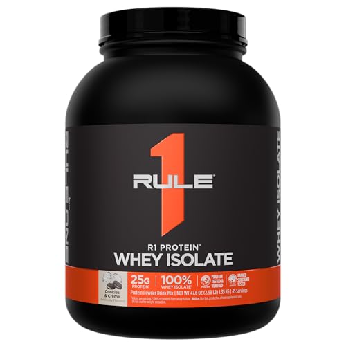 Image of Rule 1 Proteins R1 Protein Whey Protein, Cookies & Creme, 45 Servings | 25g of Protein from Whey Isolates and Hydrolysate isolates for Workout Recovery and anytime use