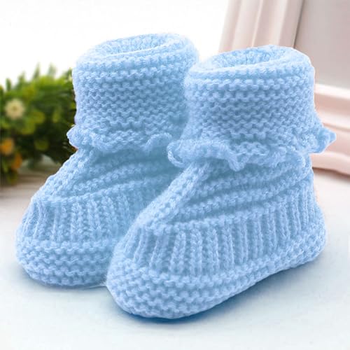 Baby Booties Newborn Infant Hand Knitting Crochet Boy and Girl Cozy Shoes Winter Warm Indoors Floor Shoes4